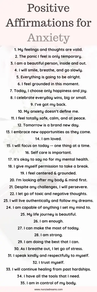 affirmations for anxiety